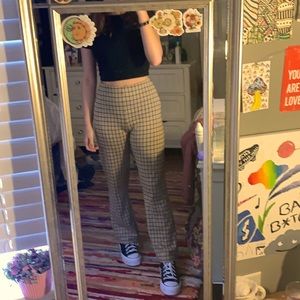 Yellow plaid retro style kick flare pants UO